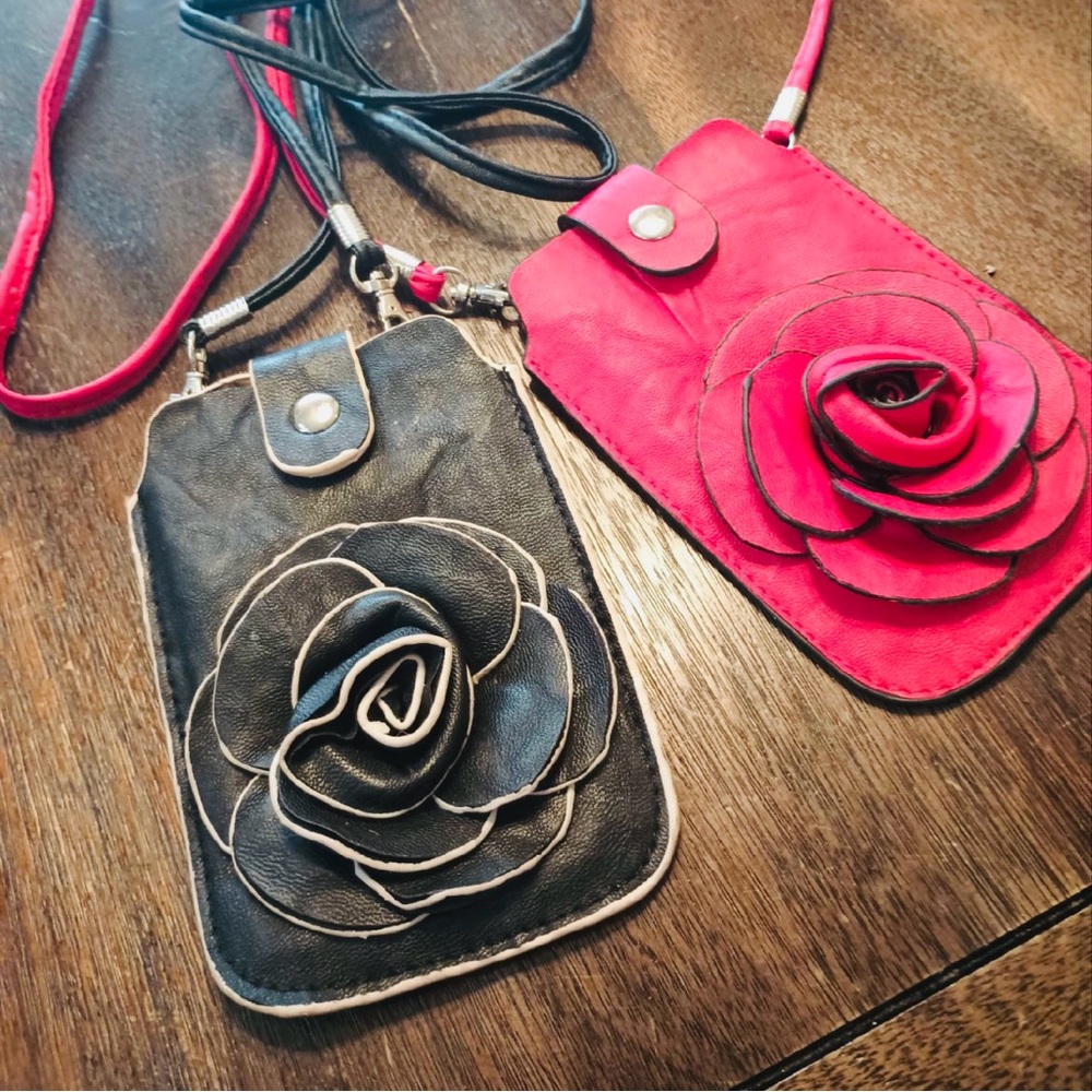 Crossbody Red and Black rose bags.